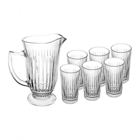 Jogo De Jarra 1l Com 6 Copos 300ml De Vidro Deli Diamante